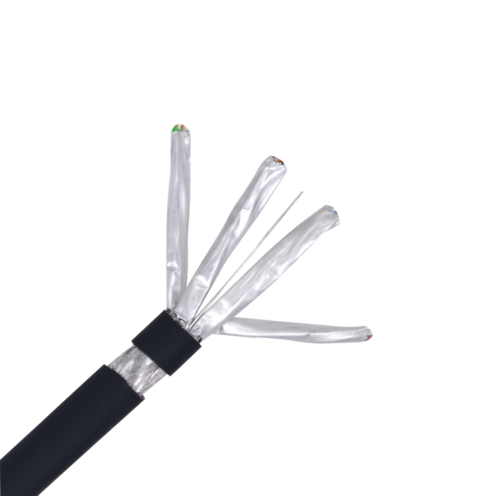 Triplett CAT7-1000BK CAT7 Outdoor Gel Filled SF/FTP Cable, Black,1000ft